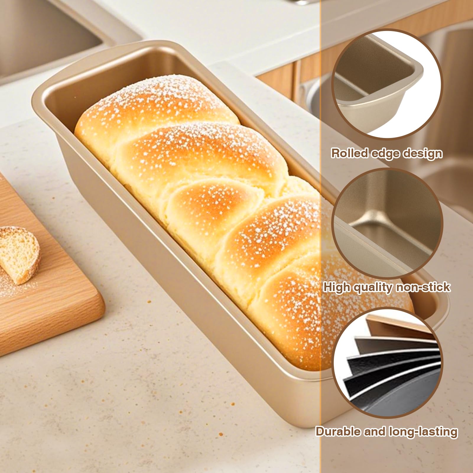 3 Pezzi Stampo Plumcake,Teglia per pane in acciaio al carbonio antiaderente,27.5 x 9,5 x 23,6 Stampo pane,Facile da pulire,Resistente,Ideale per stampo plumcake rettangolare,Stampo per torte