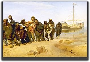 Yomcut Ilya Repin Volga Wall Barge Carrier Print - Realistic Canvas Wall Art Modern Vintage Oil Painting Poster Suitable for Living Room Bedroom Office Wall Decor Unframed（12x18in/30x45cm…