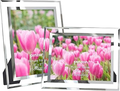 Amazon Brand – Pinzon 6x8 Glass Photo Frames for Tabletop Display, Sparkling Glass Picture Frames (Set of 2)