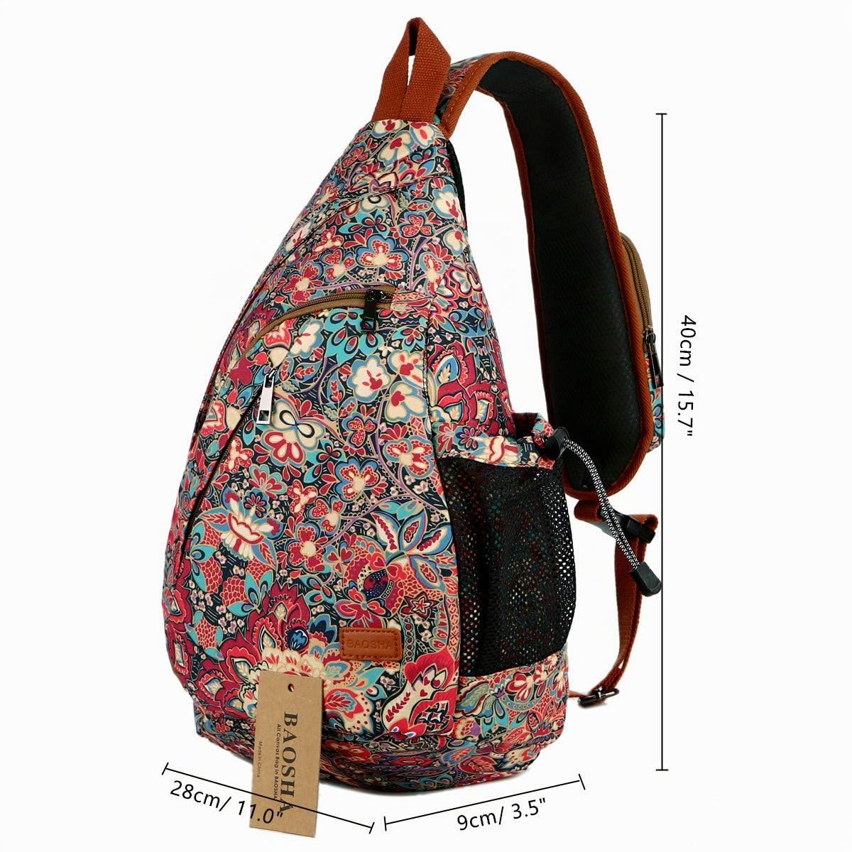 BAOSHA Sac à dos Sling - Sac à bandoulière, poitrine, épaule, pour voyage, randonnée pour femmes XB-04, L, Unique