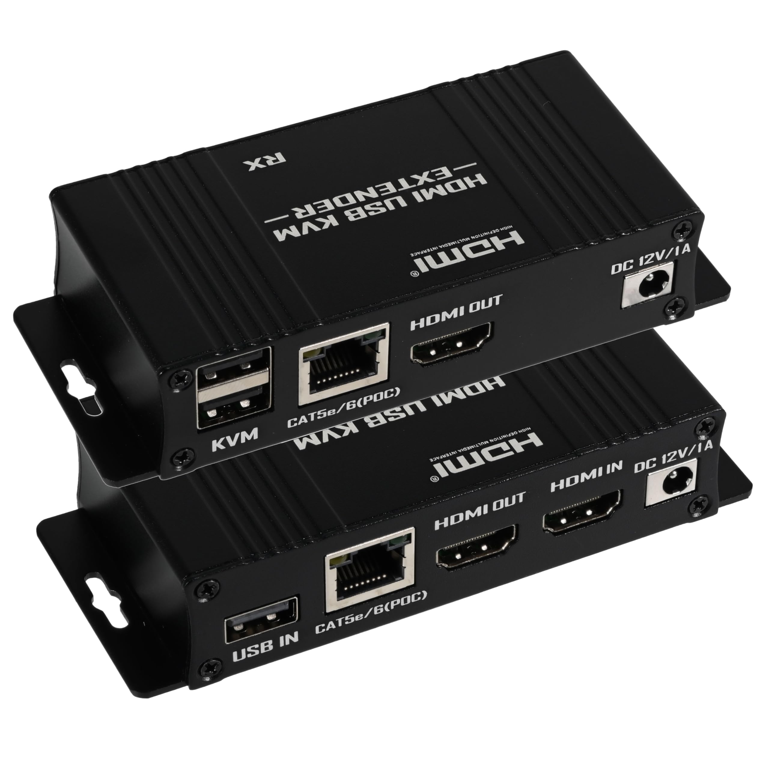 Photo 1 of 164ft/50m HDMI KVM Extender Over Ethernet, USB KVM Extender Over Ethernet Cat5e/6/7, 1080P@60Hz, Supports Keyboard and Mouse USB HDMI Loop Out, Power Over Cable(Transmitter+Receiver)