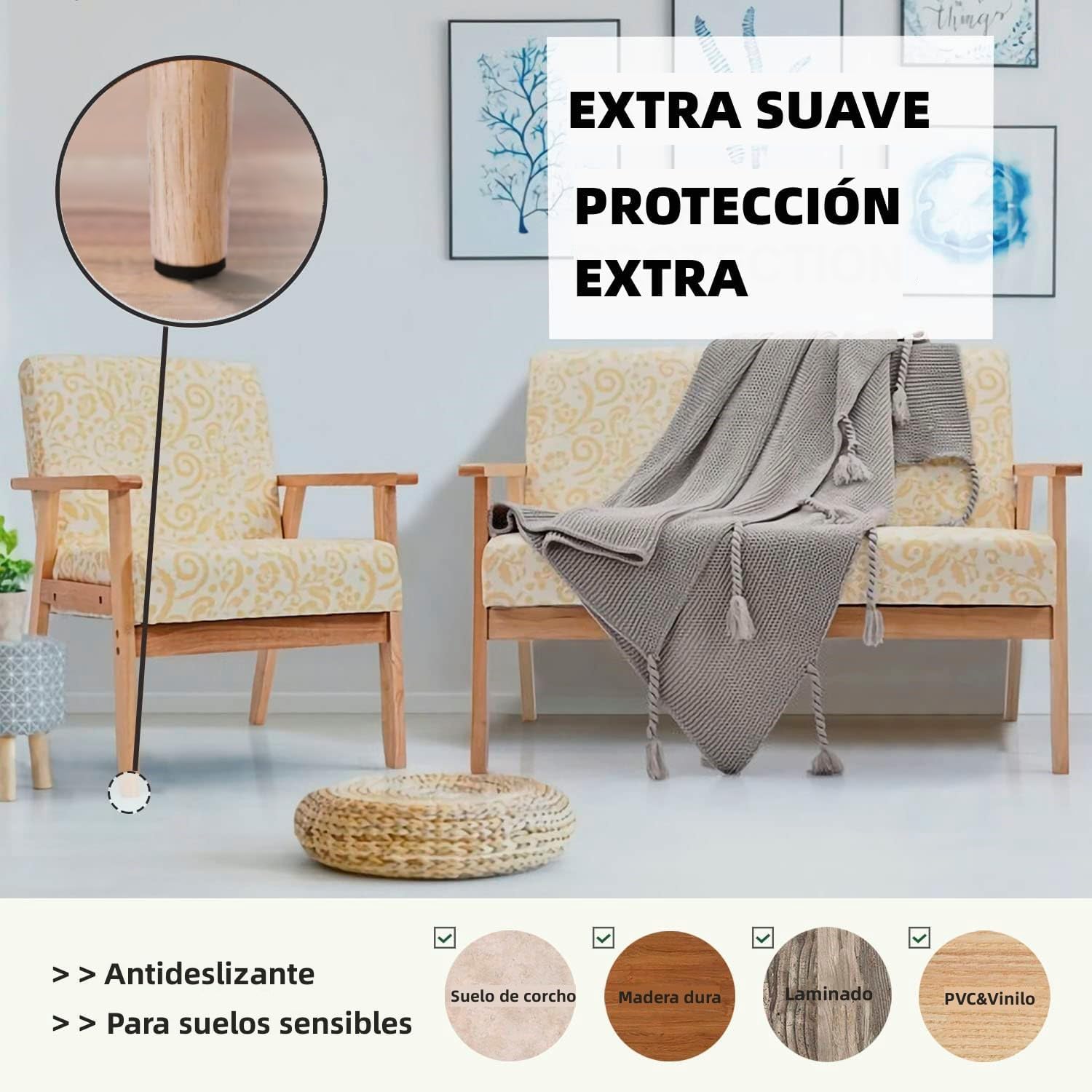 Juego De 2 Almohadillas Antideslizantes Para Muebles Para Proteger