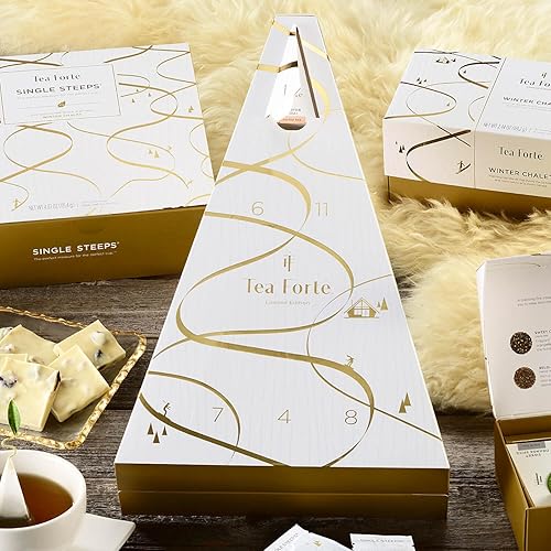 Miniatura 8 de Tea Forte Winter Chalet - Mini calendario de adviento para 12 días de acogedor té festivo, juego de 12 bolsas de té infusor con puertas numeradas,