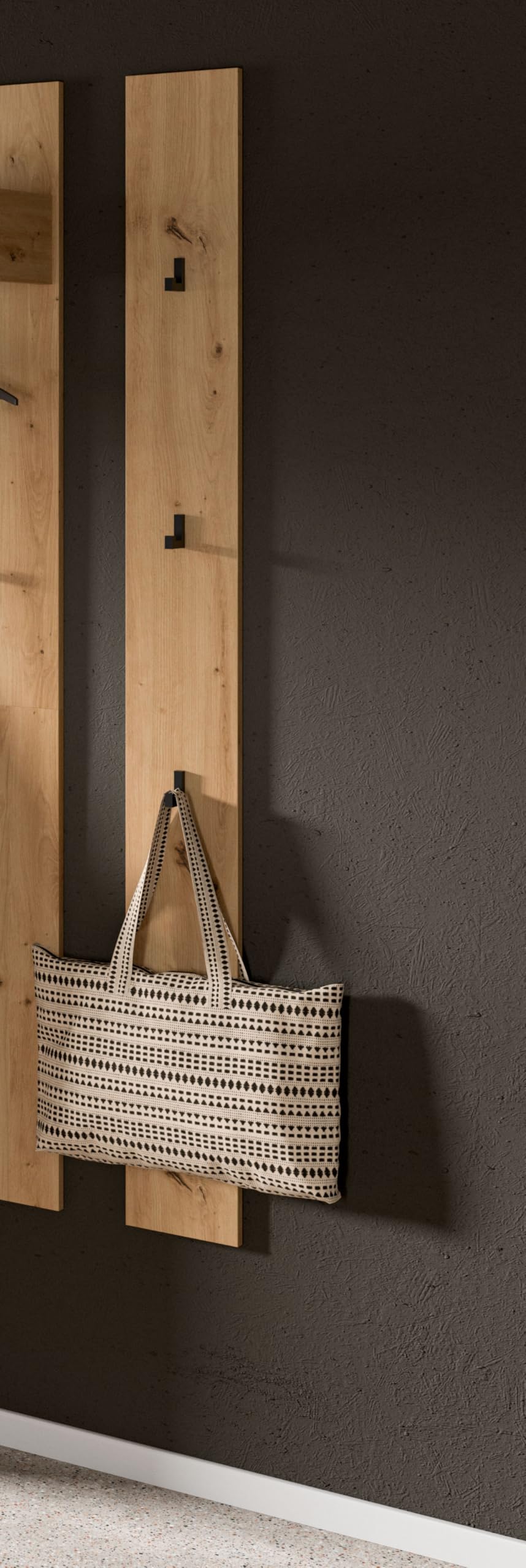 xonox.home – Garderobenpaneel Drive 16x160x6 cm in Artisan Oak Nachbildung – Flurgarderobe mit Haken & Ablage in Holzoptik – Wandpaneel zeitlos & flach gebaut für Diele & Eingangsbereich