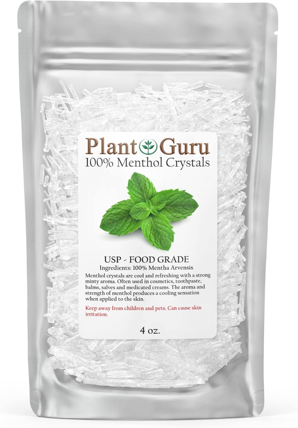 Menthol Crystals 4 oz. Mentha Arvensis 100 Pure Natural USP Food Grade Great for