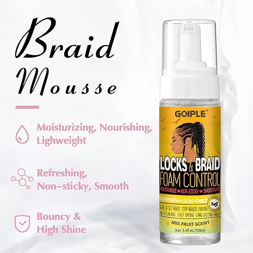 Miniatura 2 de Gel de peinado y mousse extra para trenzas, giros, rastas y cornrows - Domación del encrespamiento, suavizado y control de bordes con aceite de