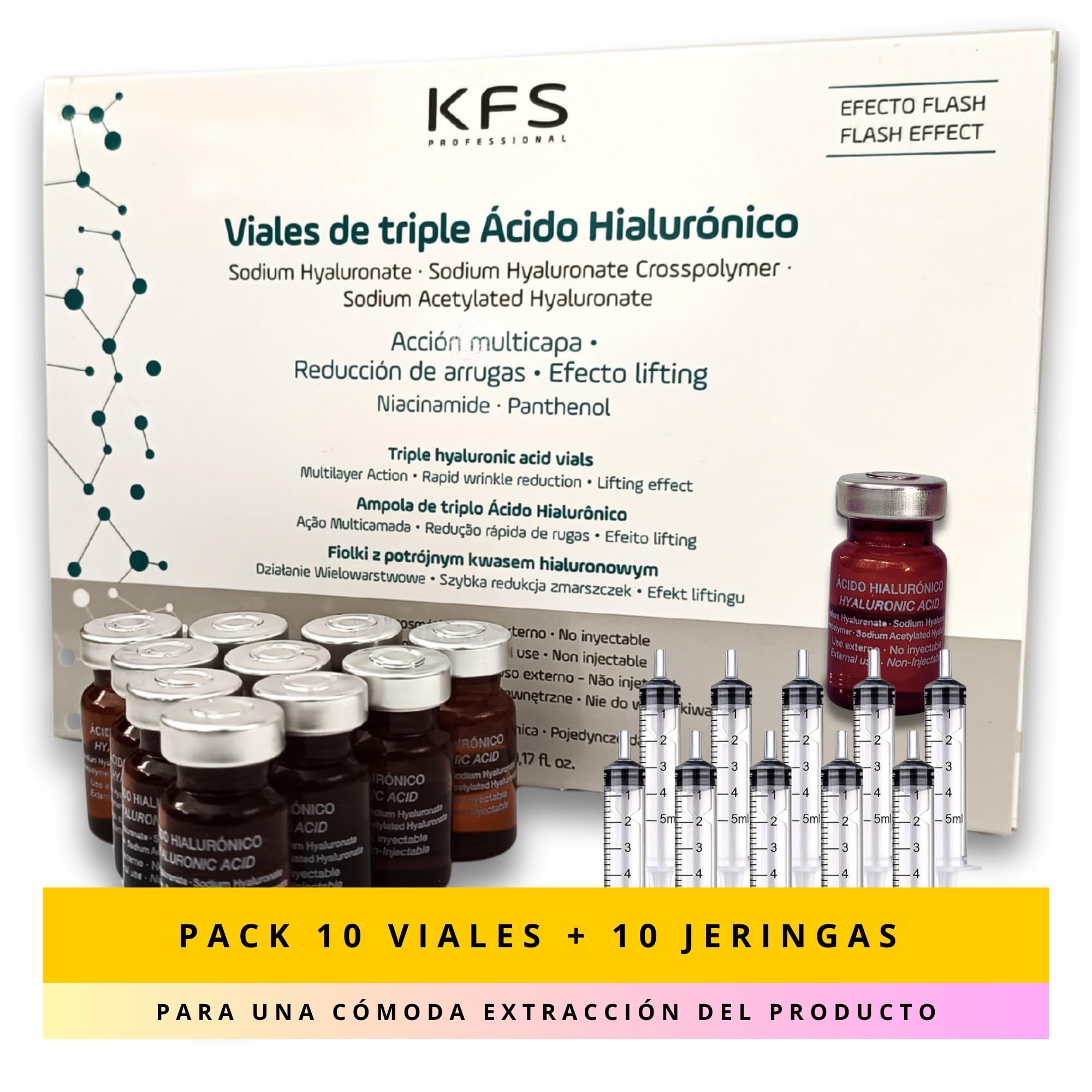 KFS Viales Triple Serum Facial Acido Hialuronico - Niacinamida - Pantenol