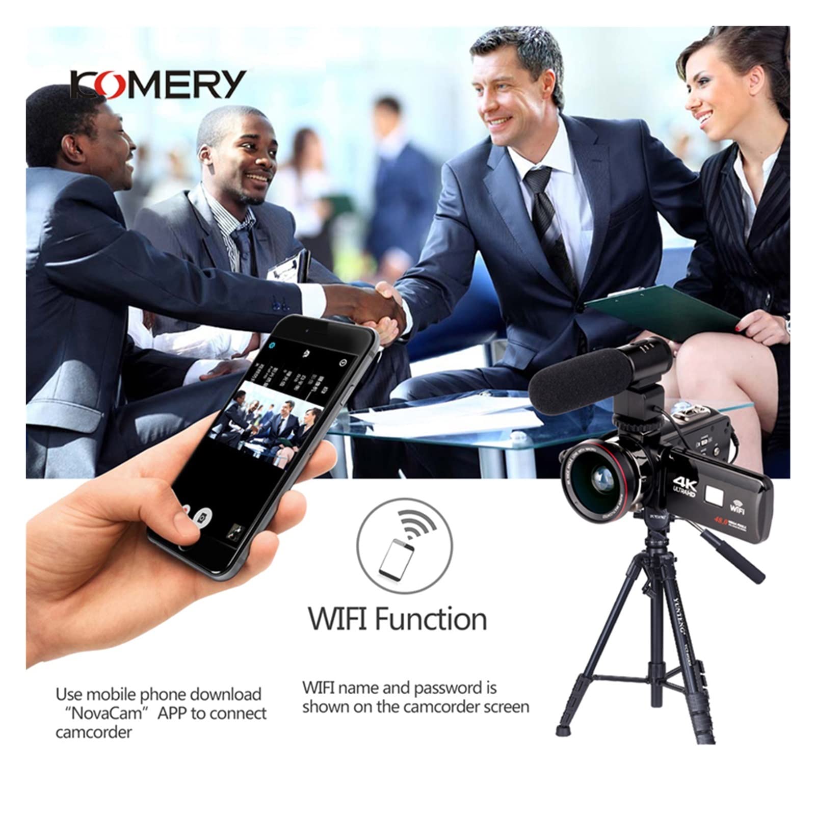 Videocamera digitale registratore, Videocamera videocamera 4K VLOGGING PERSAGGIO for la visione notturna del telecomando WiFi in diretta fotografia Touch Screen scattare foto per riunioni di famiglia,