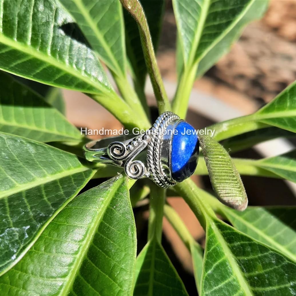 Natural Lapis Lazuli Ring, September Birthstone Ring, Oval Stone Ring, Bohemian Ring, Handmade Ring, Delicate Ring, Friendship Ring, Healing Crystal Ring, Engagement Ring, Lapis Lazuli Jewelry
