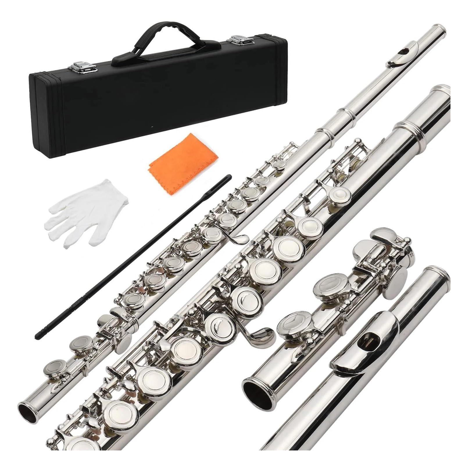 flet prosty Zestaw instrumentów dla początkujących C Flute 16 z zamkniętym otworem, biały brąz