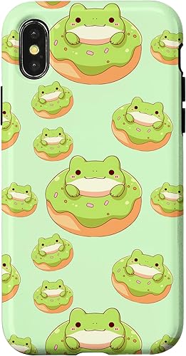 Miniatura 7 de Funda Kawaii para iPhone 12 Pro Max con diseño de ranas de donas matcha