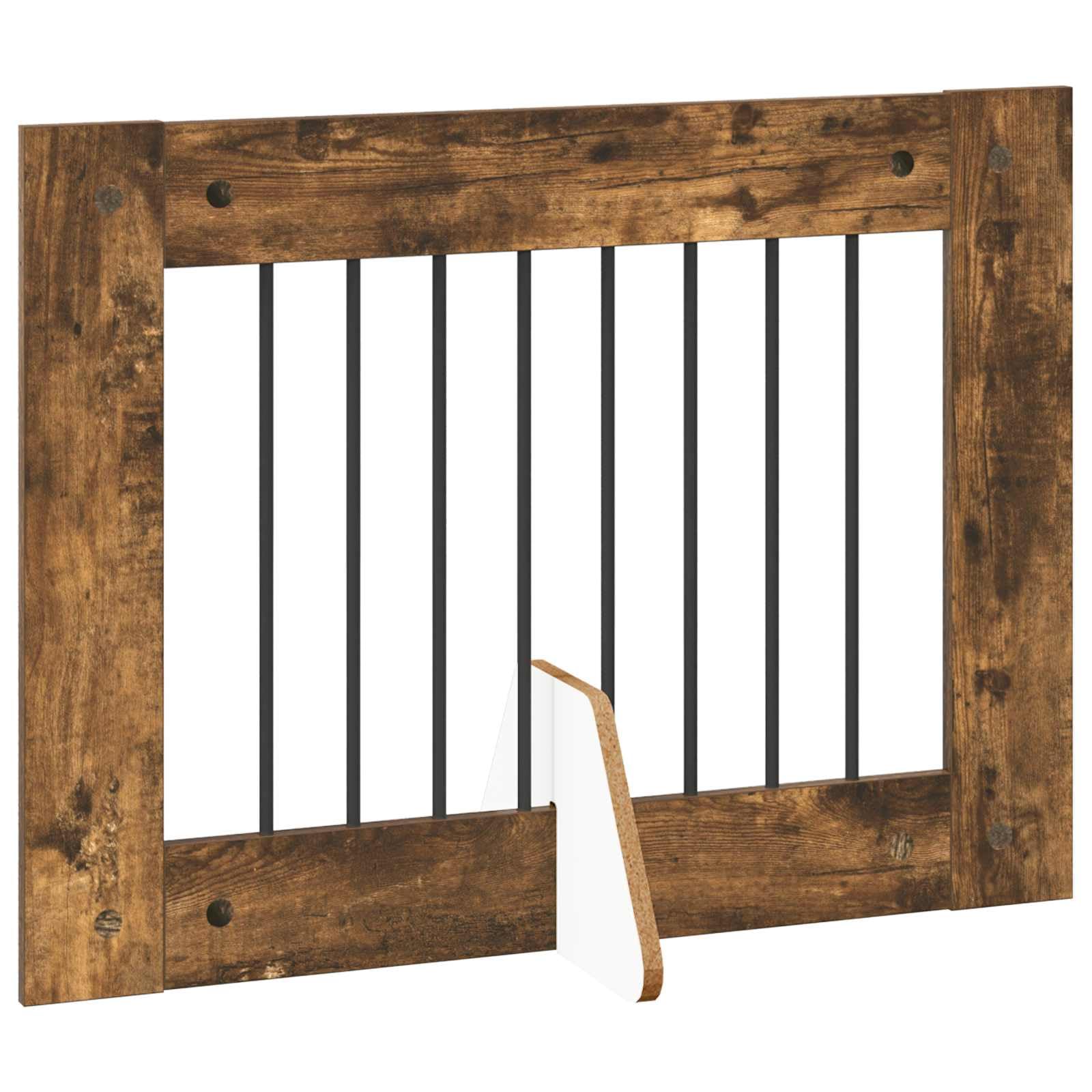 Puerta para perros con soporte, 2 piezas de roble ahumado, 80 x 60 cm, plegable y portátil, para uso en interiores y exteriores, protección segura para cachorros y perros
