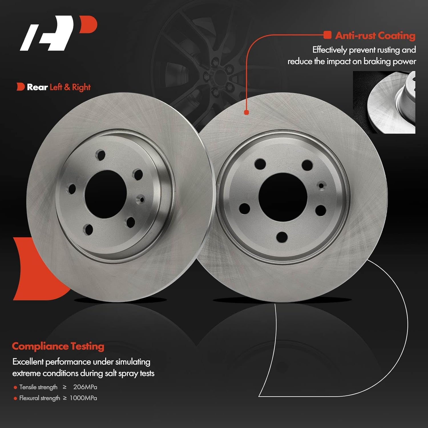 a-premium 11.80 inch (299.9mm) rear solid disc brake rotors compatible with select audi models - a4, a4 allroad, a4 quattro, q5, a5, a5 quattro, a5 sportback, a6, a6 quattro, a7 quattro, 2-pc set