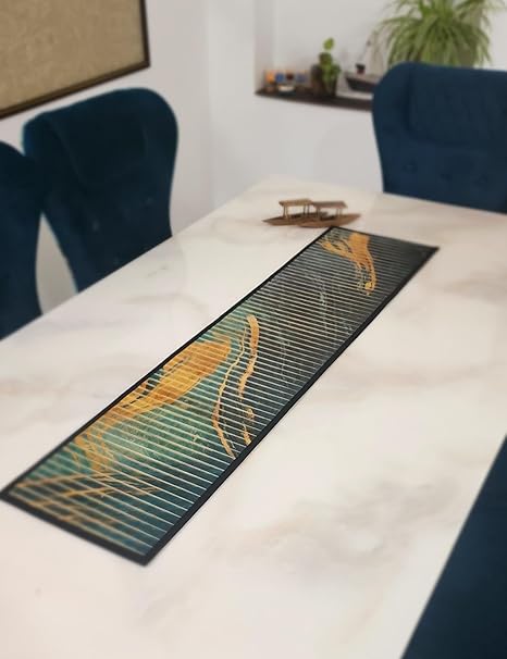 Bamboo Greens Bamboo Dining Table Runner/ Side Table Runner Ocean Print (Size 30x125cm)