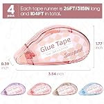 Secopad Bande de carnets, 0.3IN x 26FT, Rouleaux à ruban double face pour les artisanats, produits de scrapbooking pour les enfants et les adultes, mélange de couleur claire, paquet de 4
