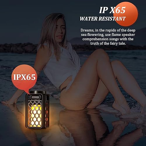Miniatura 4 de Altavoces Bluetooth para exteriores, impermeables, portátiles, con llama LED con atmósfera de antorcha, 10 W, graves mejorados para patio, porche,