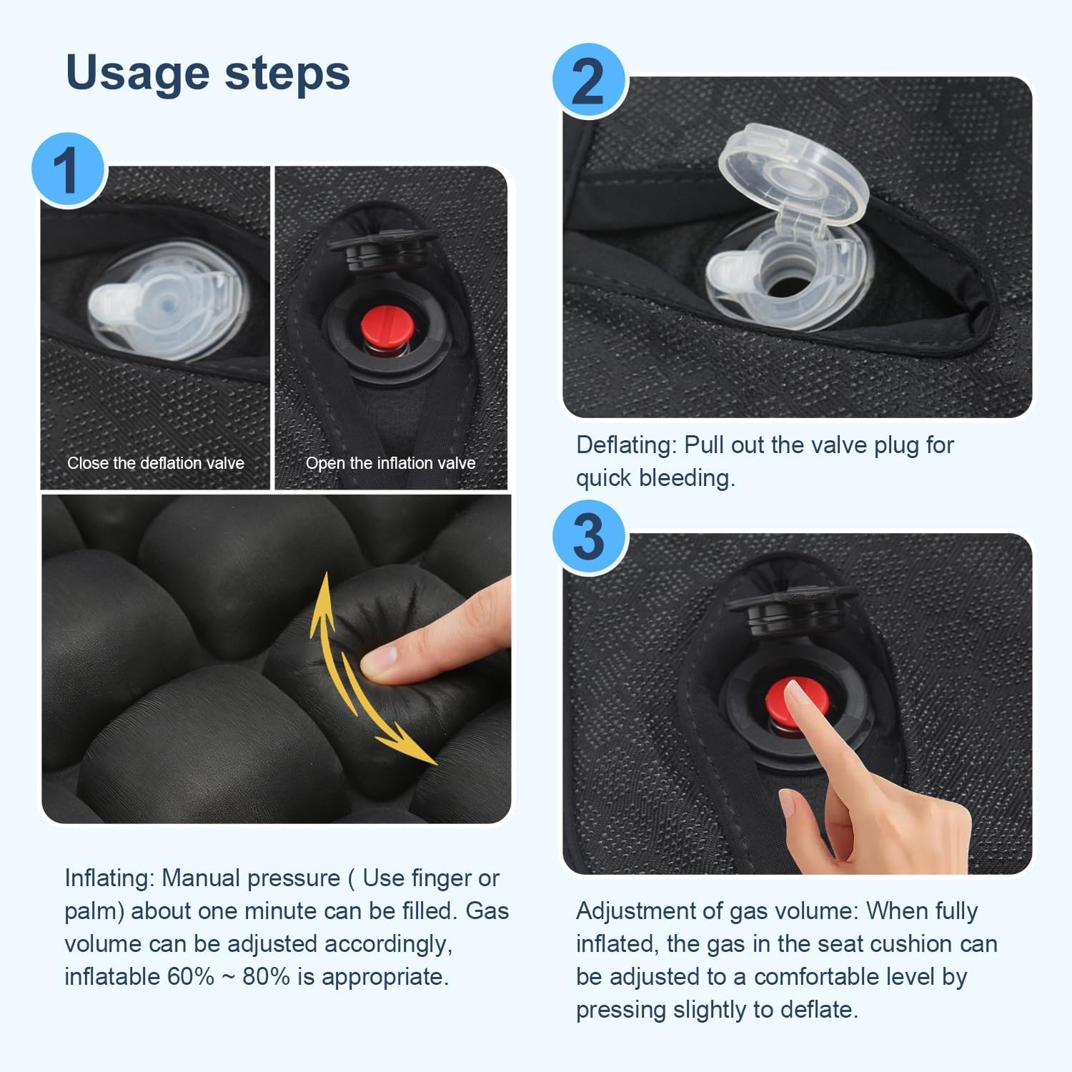 Inflatable Airplane Seat Cushion For Long Flights, Portable Travel Seat Cushion With Ergonomic Support, Pressure Relief & 3d Airbag - Fits Car, Wheelchair, Office Chair, Includes Storage Bag (1pcs)