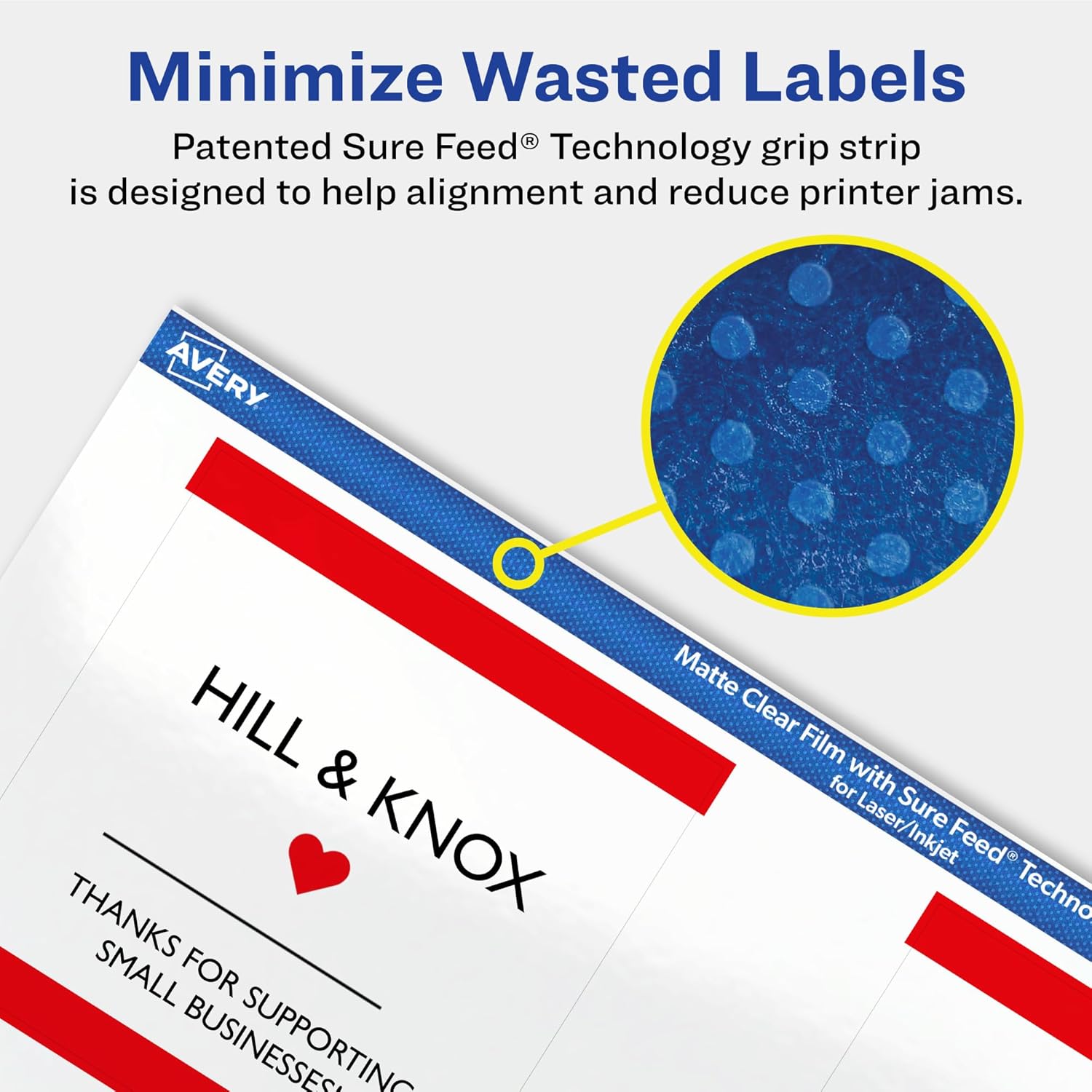Avery Matte Clear Square Labels, Sure Feed Technology, 3" x 3", 300 Matte Clear Labels, Print-to-The-Edge, Laser/Inkjet Printable