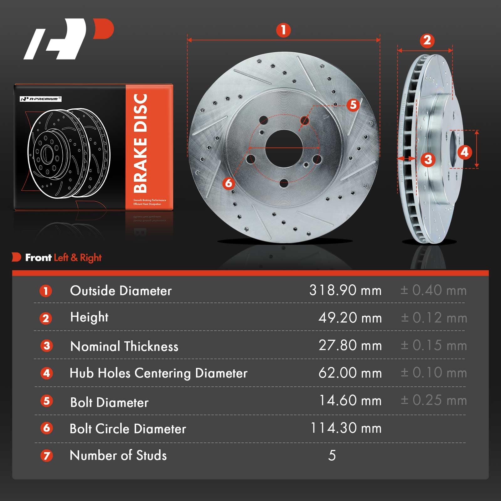 Front Brake Pads And Rotors Rotors And Brake Pads A-Premium 12.56 Inch  (318.9mm) Front Vented Disc Brake Rotors + Ceramic Pads Kit Compatible With  Select Toyota And Lexus Models - Highlander 06-07,