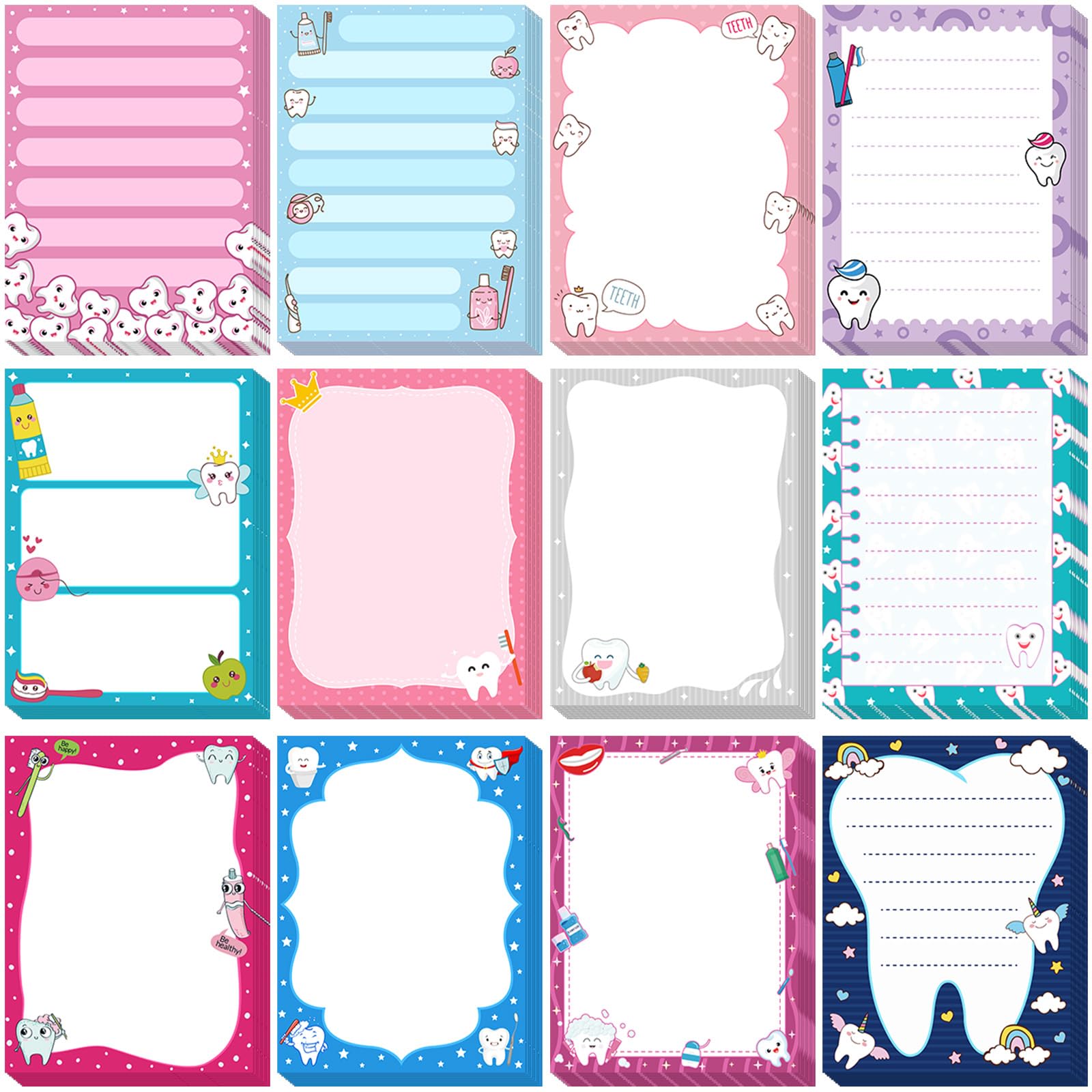 Chiisong 12 Pcs Dental Gifts Dentist Sticky Notes Funny Tooth Notepads Teeth Sticky Notes Nurse Week Dental Assistant Appreciation Gift for Office Home Work Supplies Holiday