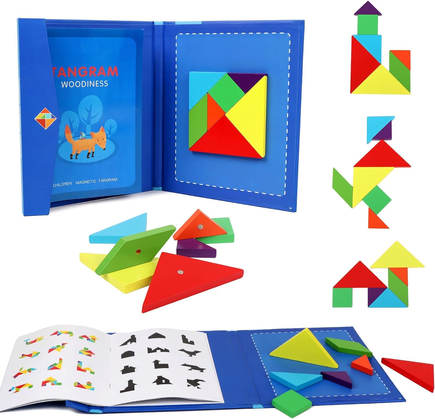 WITTY POPS-Wooden Tangram Woodiness Travel Friendly Magnetic Puzzle Book-Brain/Creativity IQ Montessori Educational Color Shape Recognition Toy Gift for 3+ Age Kids/Toddlers (Dark Blue Model) (B0CMHZJGKX) Amazon Price History, Amazon Price Tracker