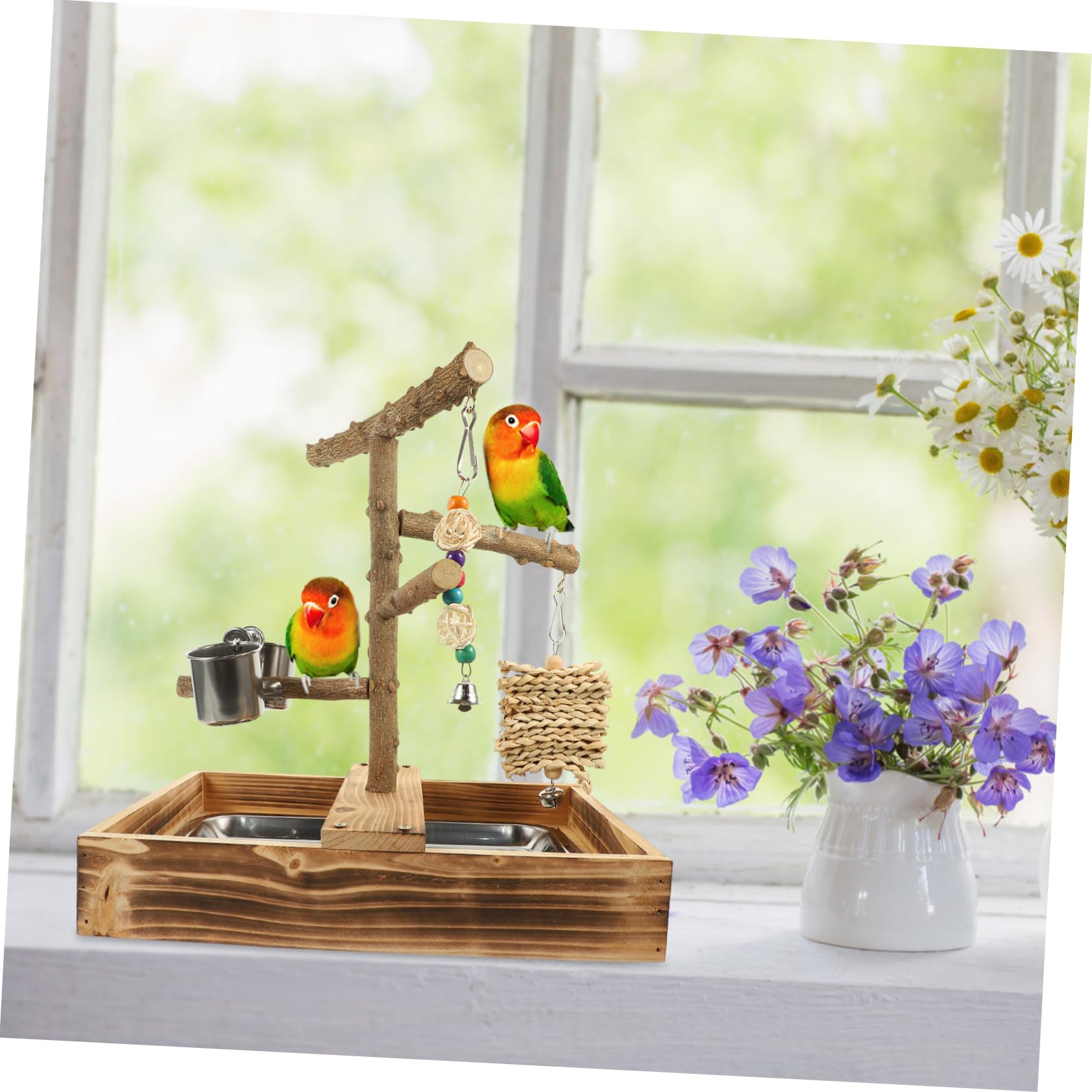Angoily de Entrenamiento de Madera para Pájaros Juguete para Pájaros Zona para Accesorio para Jaula de Perchas para Soporte para Casa