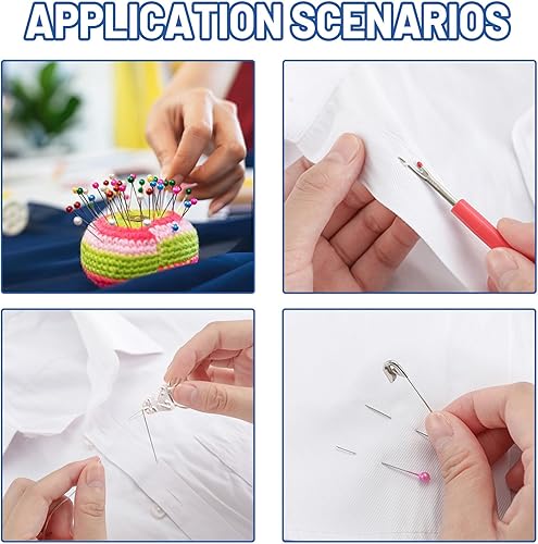 Miniatura 6 de Glarks Kit de costura de 132 piezas, kit de reparación de suministros de costura multifuncionales con hilo, agujas de coser, alfileres, tijeras,