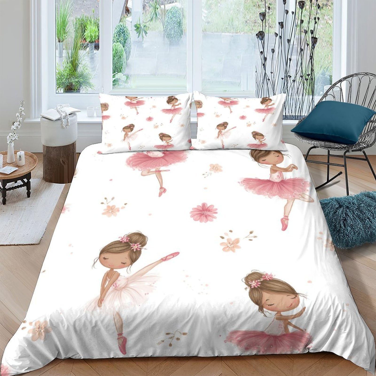 Ctjqhvkz Style-9 3D Printed Ballet Dancer Fitted Sheet Microfiber Soft Pink Bedroom Decor Ballerina Bed Cover For All Ages Single（135X200cm）