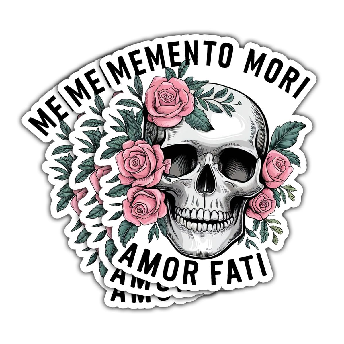 Calcomanías de Memento Mori y Amor Fati, set de 3 pegatinas de filosofía y calavera 1