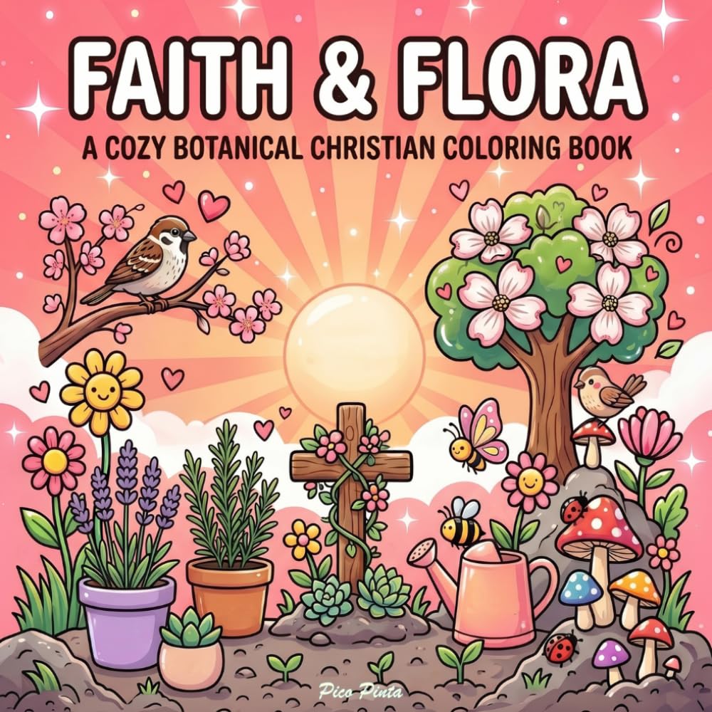 Faith & Flora – A Cozy Botanical Christian Coloring Book: Bold & Easy Designs for Adults and Teens with Inspiring Scripture, Uplifting Faith Quotes, and Relaxing Spring Nature Scenes