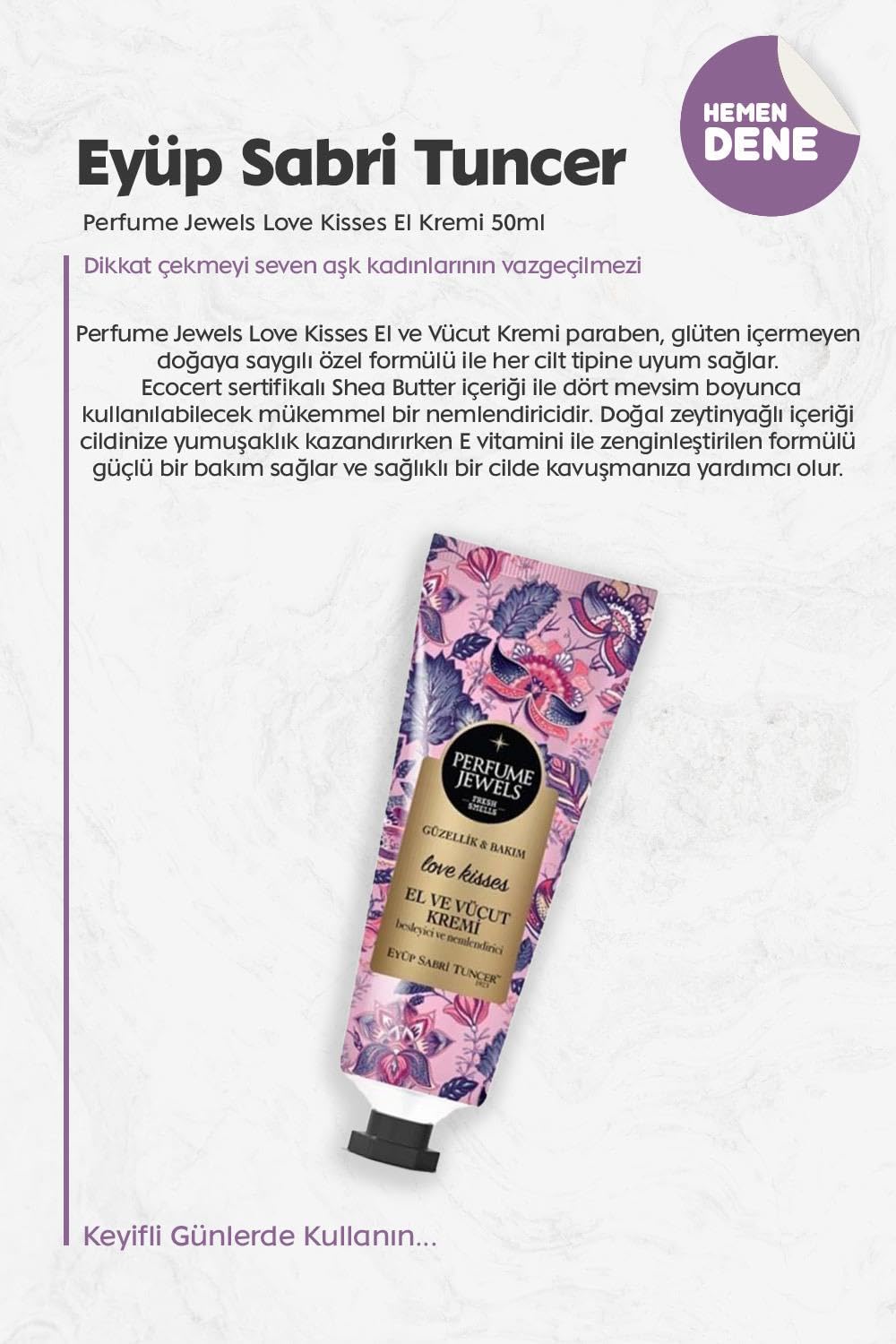 Eyüp Sabri Tuncer Perfume Jewels Love Kisses El Kremi 50ML