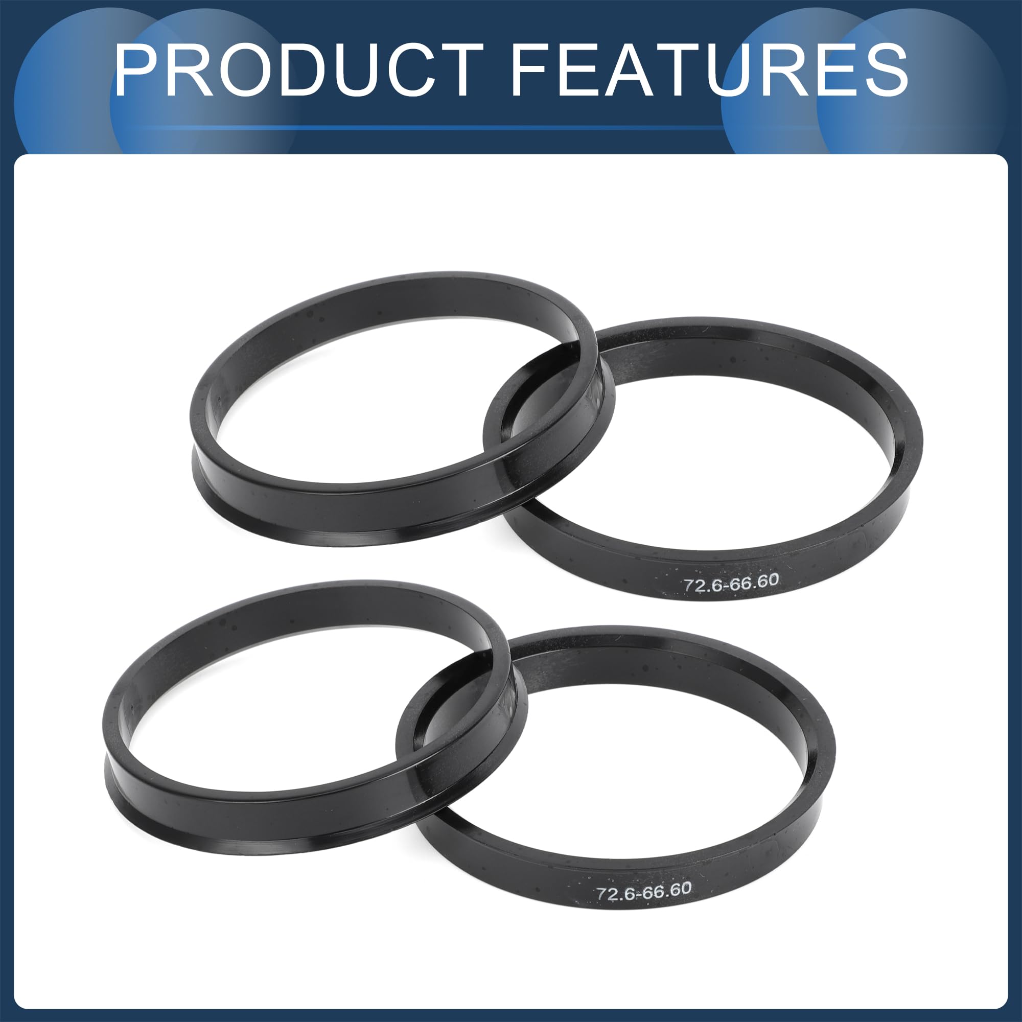 Lot De 4 Bagues De Centrage Roue 72,6 à 66,1 Mm - Adaptateurs Moyeu Aluminium Haute Qualité