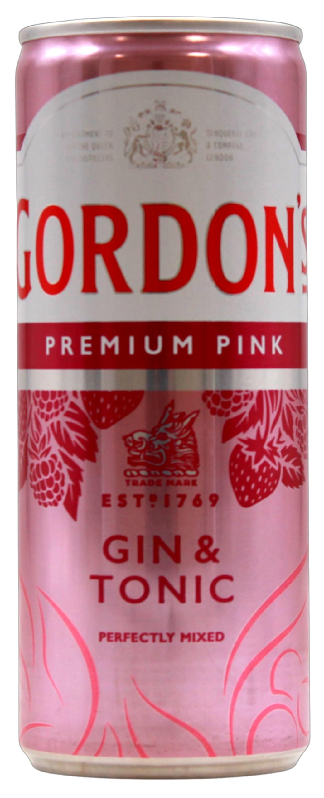 Gordon's Premium Pink Distilled Gin & Tonic, Erfrischendes Pink-Mixgetränk mit 10 Prozent Alkohol, 12 Dosen x 250 ml (EINWEG Verpackung), Trinkfertiges Getränk für unterwegs & gesellige Anlässe