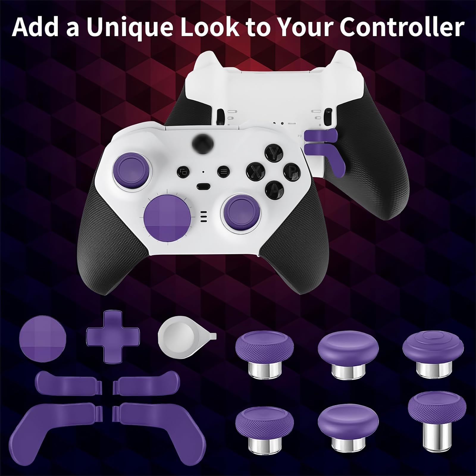 inRobert Set di Bottoni Magnetici in Metallo per Xbox Elite Controller Series 2 Accessori, Inclusi 6 Joystick di Placcatura in Metallo, 4 Paddle, 2 Cuscinetti a D, 1 Strumento di Regolazione (Viola)