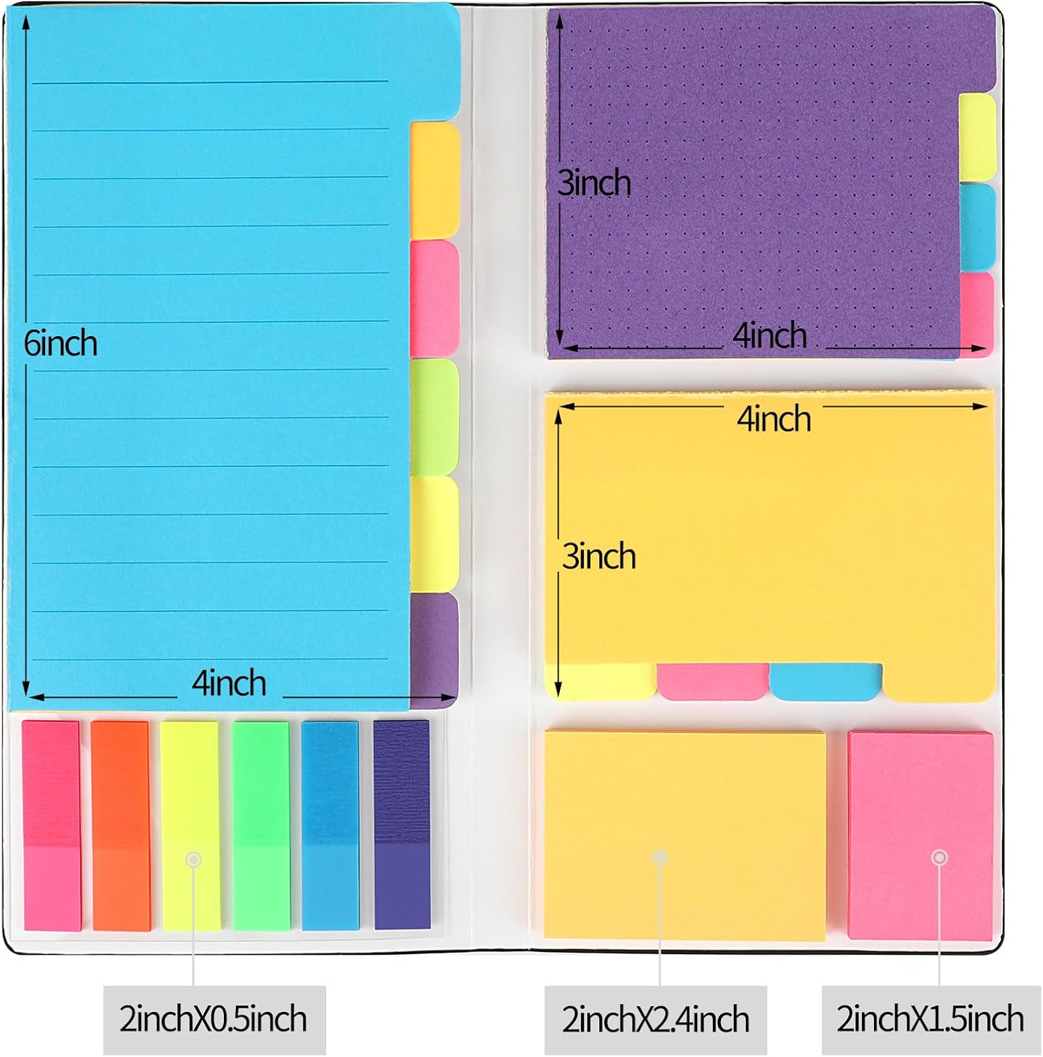 CCINEE Sticky Notes Set,402 Pcs Colored Divider Self-Stick Notes Pads Bundle for Planner Book Notes School Office Supplies Gifts Rewards image 3