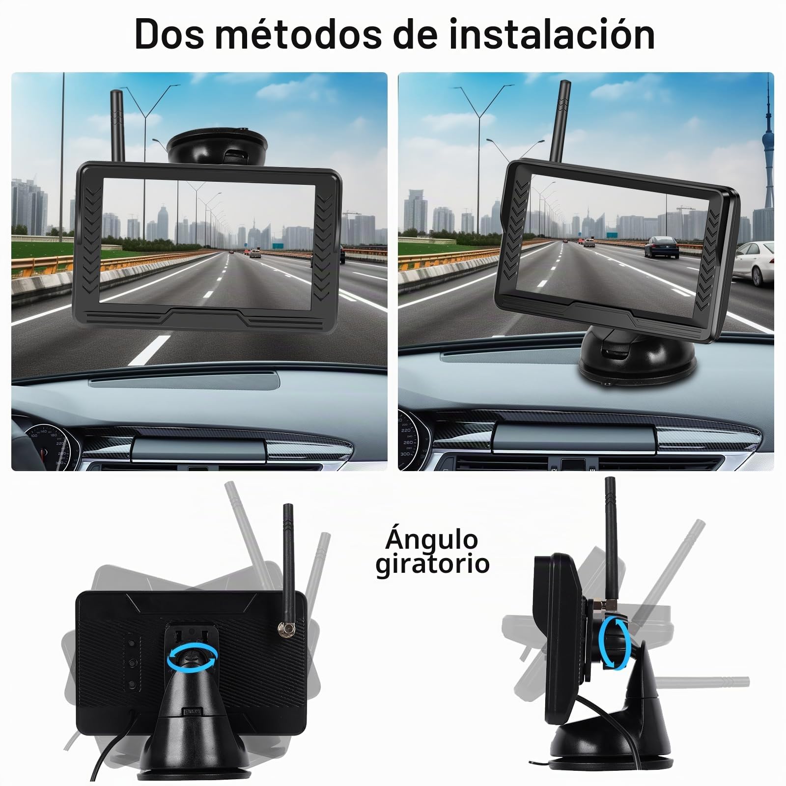 Hodozzy Cámara Marcha Atrás Digital Inalámbrica con Monitor IPS de 5 Pulgadas y Cámara AHD, Cámara Visión Trasera Inalámbrica de Visión Nocturna Impermeable IP69 Cámara Trasera 12V para Coche