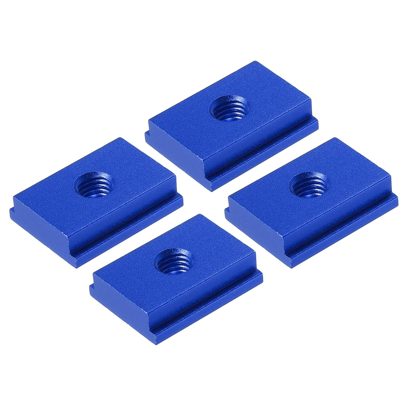 M METERXITY Aluminum t Track (4Pcs, 1.2Inch, M8, Blue)- T-Slider for T-Slot Miter Slider, Double-Cut& Pre Drilled Mounting Holes, Apply to Woodworking/Fixtures/Crosscut Sled/Router Table