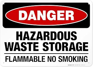 Danger Hazardous Waste Storage Flammable No Smoking Sign, OSHA Danger Sign, 10x14 Inches, Rust Free .040 Aluminum, Fade Resistant, Indoor/Outdoor Use, Made in USA