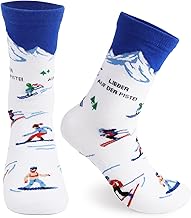 GEBETTER Gifts for Skiers Socks, 39-46 Cotton Colourful Christmas Socks "Ich Wäre Lieber Auf Der Piste" Birthday Gift Cotton Socks Birthday Christmas Funny Ski Socks
