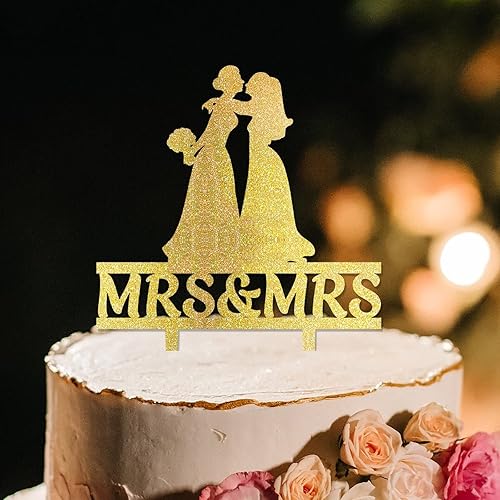 Bride And Bride Silhouette Wedding Cake Topper Mrs And Mrs Lesbians Cake Topper Bride & Bride Rustic Cake Topper Hers And Hers Engagement Cake