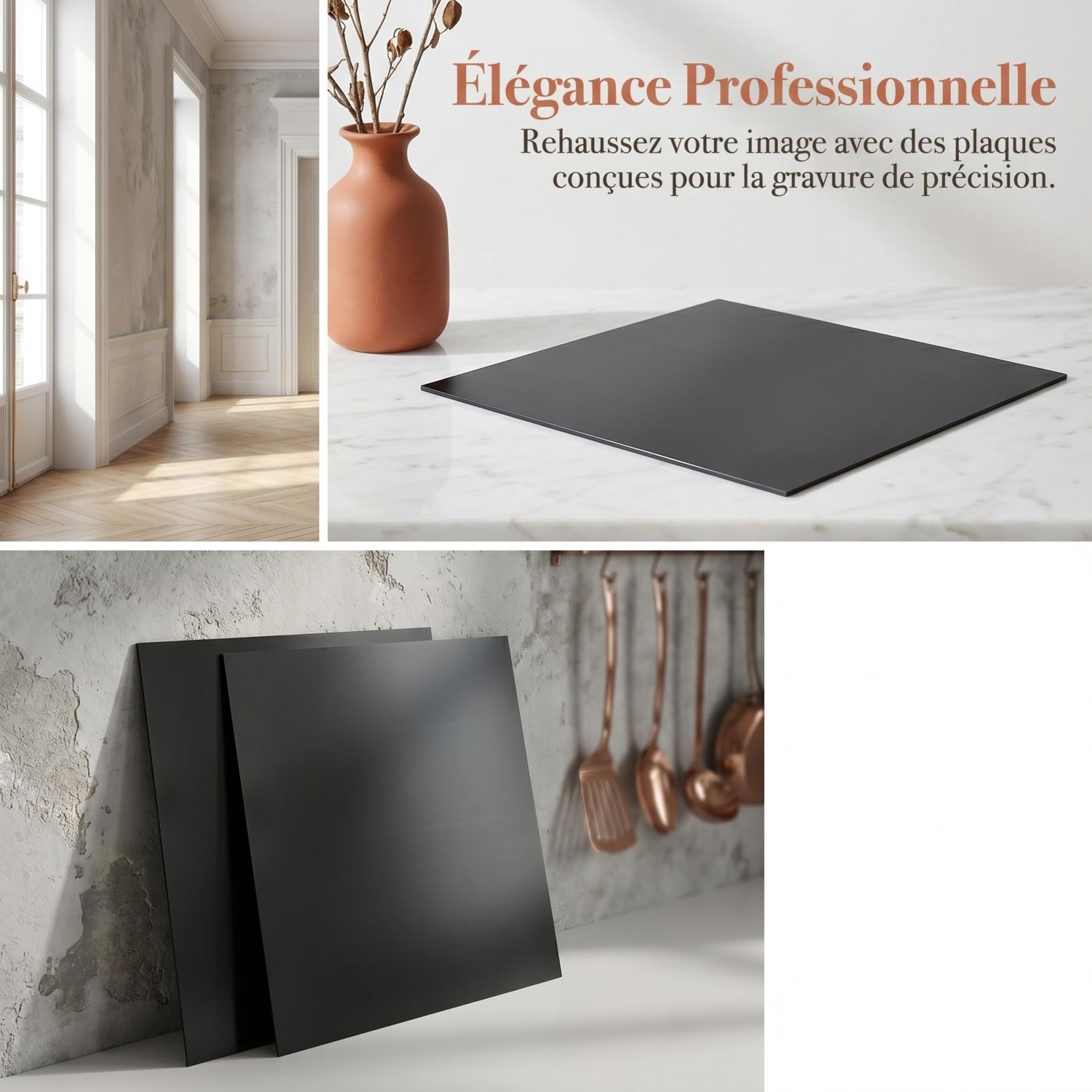 POPETPOP Lot De 3 Plaques Gravables En Aluminium Anodisé Noir 0.05 Mm 11.81X11.81 Pouces Panneaux Vierges Pour Signalétique Bureau Panneaux Muraux Décoratifs Résistants Aux Intempéries