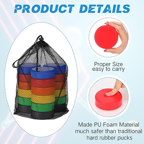 Miniatura 4 de Mini discos de hockey sobre hielo de espuma deportiva de 3 pulgadas para interiores con bolsa de malla para niños y adultos, práctica y