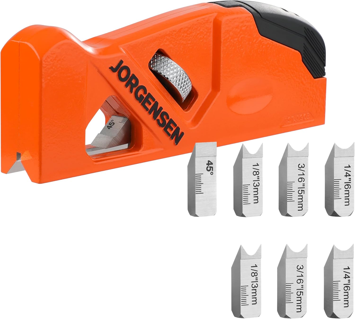 JORGENSEN Chamfer Plane with 4 Cutter Heads & 3-Piece Replacement Blades