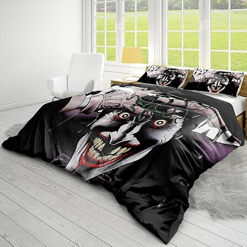 Miniatura 3 de Juego de funda de edredón de murciélago animado con impresión 3D, para niños y niñas, 100% microfibra, juego de ropa de cama de 3 fundas de edredón