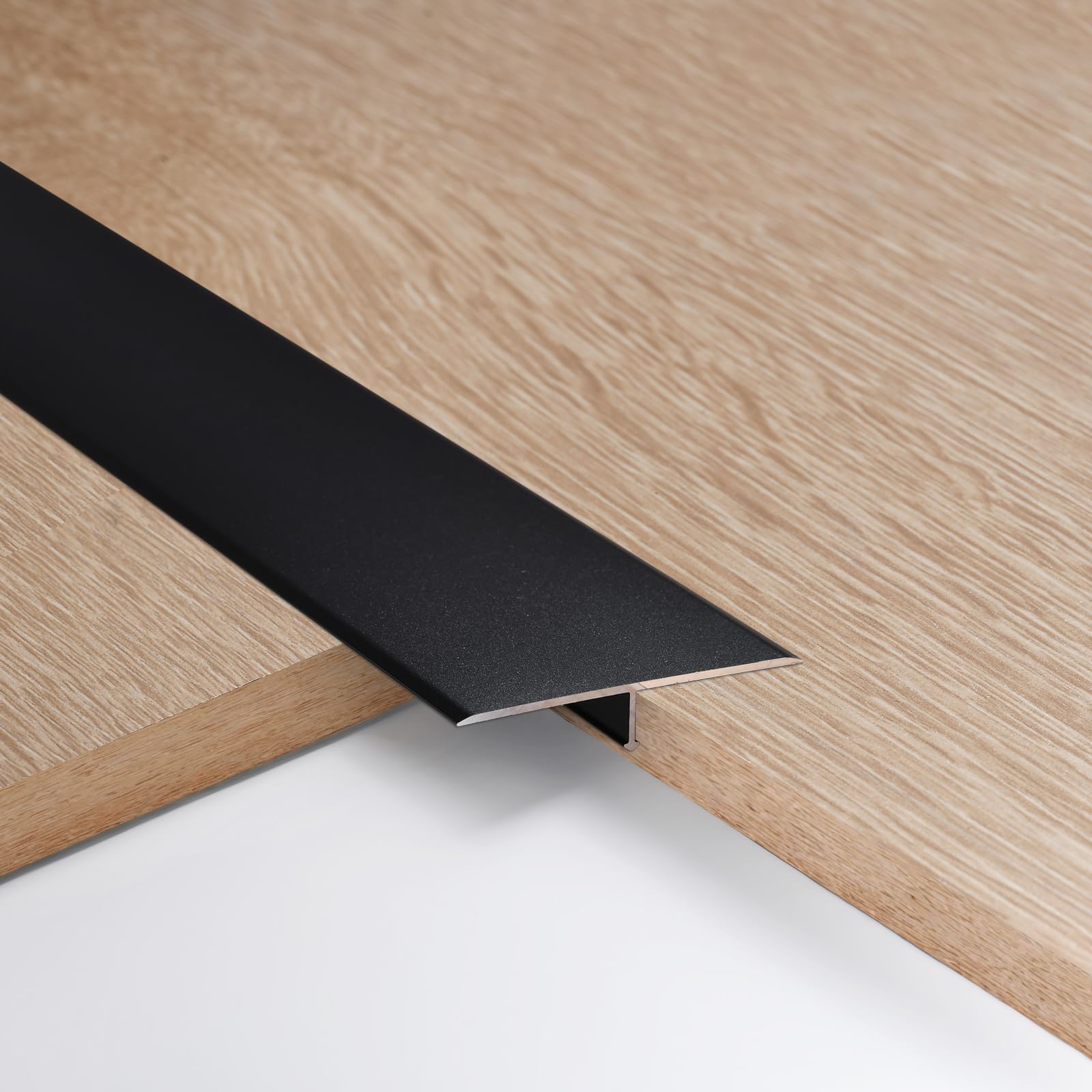 4pcs 5cm Aluminum T Molding Floor Transition Strip Metal Flat Divider Strip for Joining Floor Gaps Laminate Profile Flooring Edge Trim Cover Strips,0.9m Black — image 1