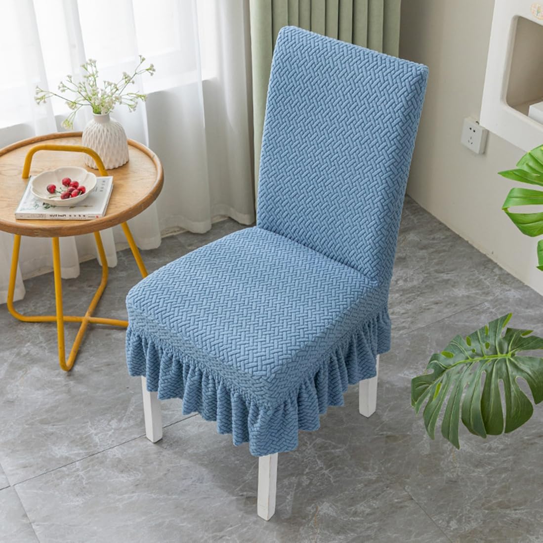 Short Skirt Anti Slip Chair Slipcovers Dustproof Stretch Chair Covers for Dining Chairs Washable Dining Seat Covers Set of 4