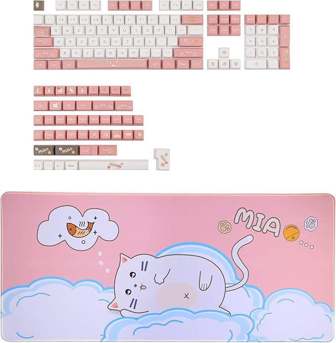 EPOMAKER MIA CAT Keycaps Set with Deskmat for Mechanical