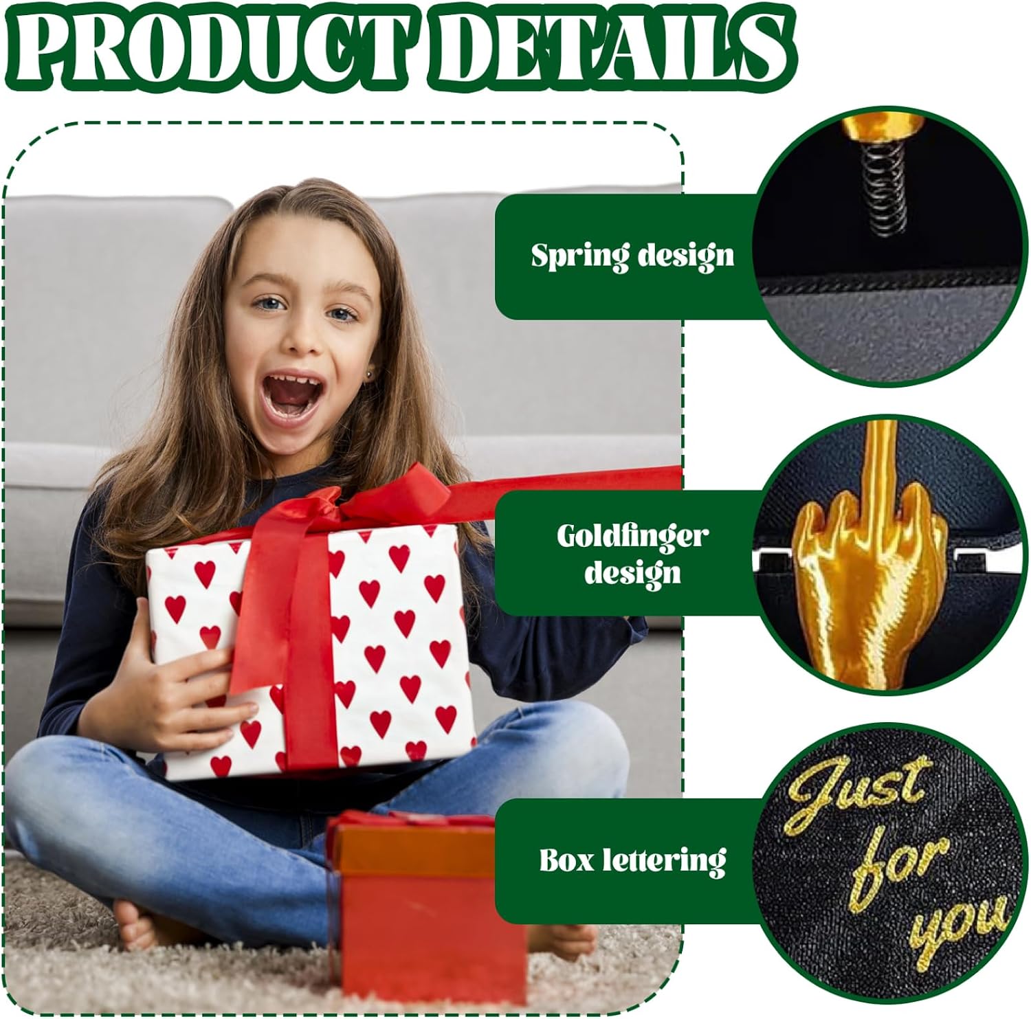Middle Finger in a Box Funny Middle Finger with Just for You on Lid 2 Inch Prank Box for Christmas Halloween April Fool Game Toys.. image 3