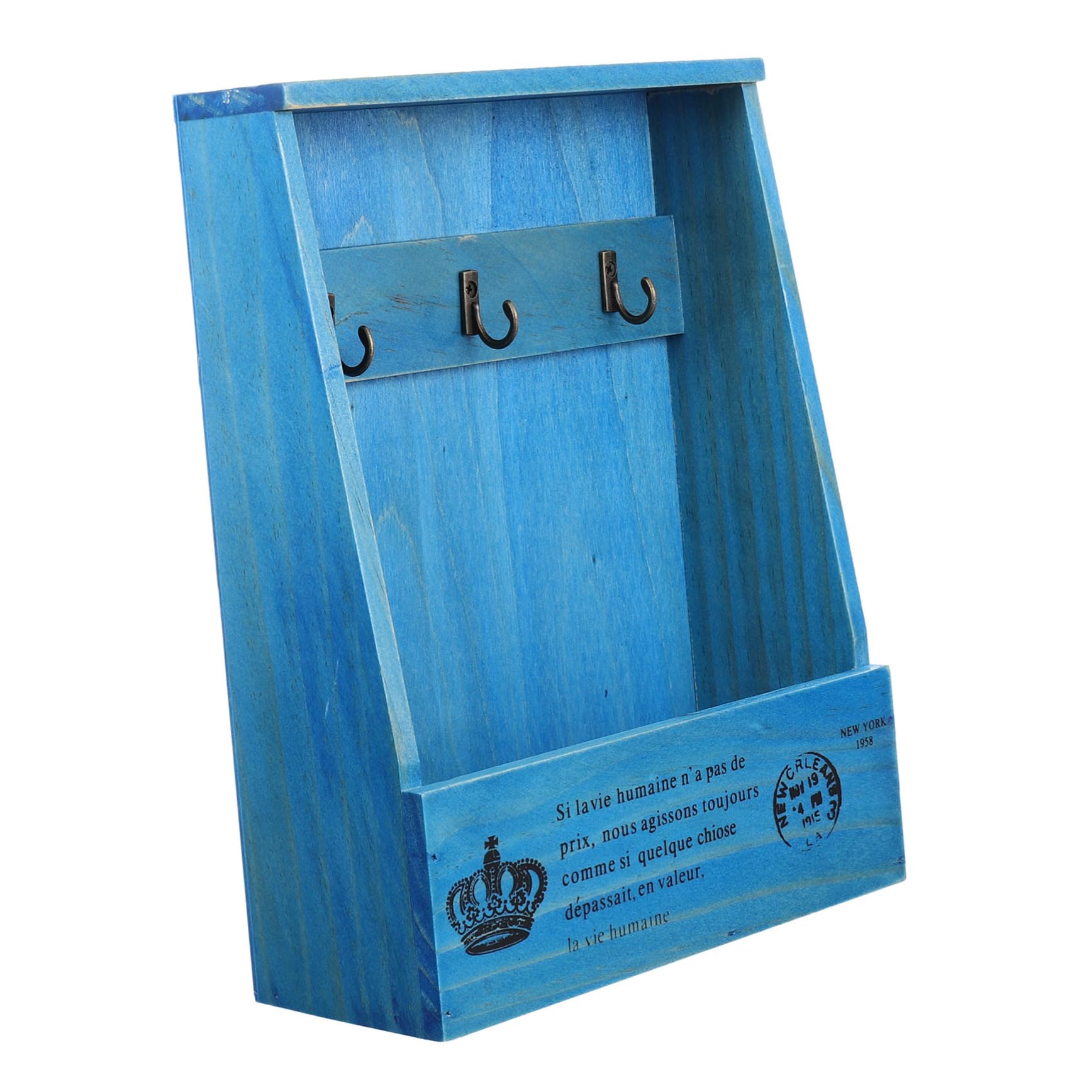 Mikikit Cassetta Portachiavi in Legno da Parete Vintage, Scatola Porta Chiavi Sospesa per Ingresso e Cucina, Contenitore Portaoggetti Murale Elegante e Pratico
