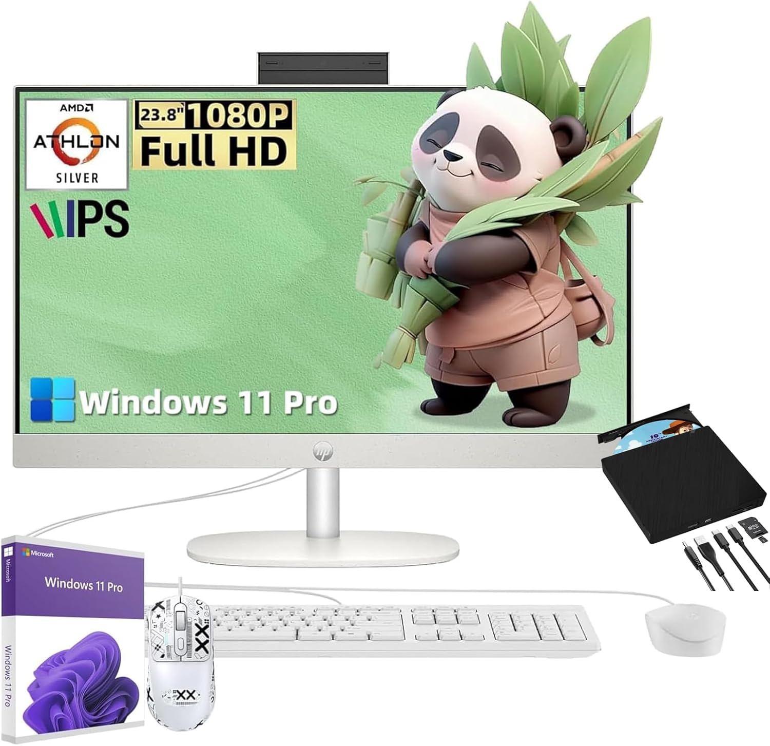 HP 2022 All-in-One Desktop Computer, 27'' Full HD Display, AMD Ryzen 5 5500U Processor, 16GB RAM, 1TB SSD, Wi-Fi, HDMI, Webcam, Bluetooth, Windows 11 Home, Black